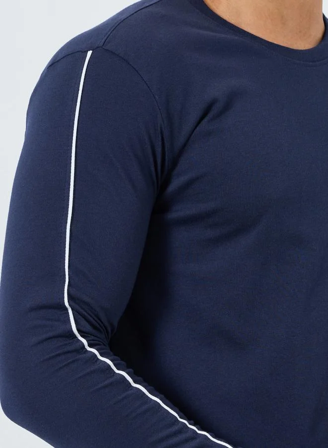Styli  Men Solid Long Sleeves T-Shirt and Pyjama Set for Men | Best Price UAE
